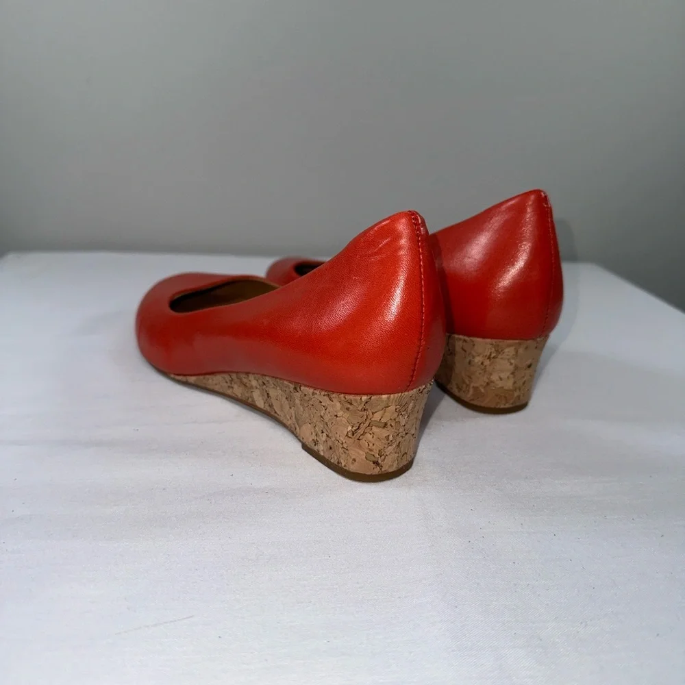 Nurture by Lamaze Deon Red Leather Cork Wedge Pump Office Comfort Women Size 7.5
